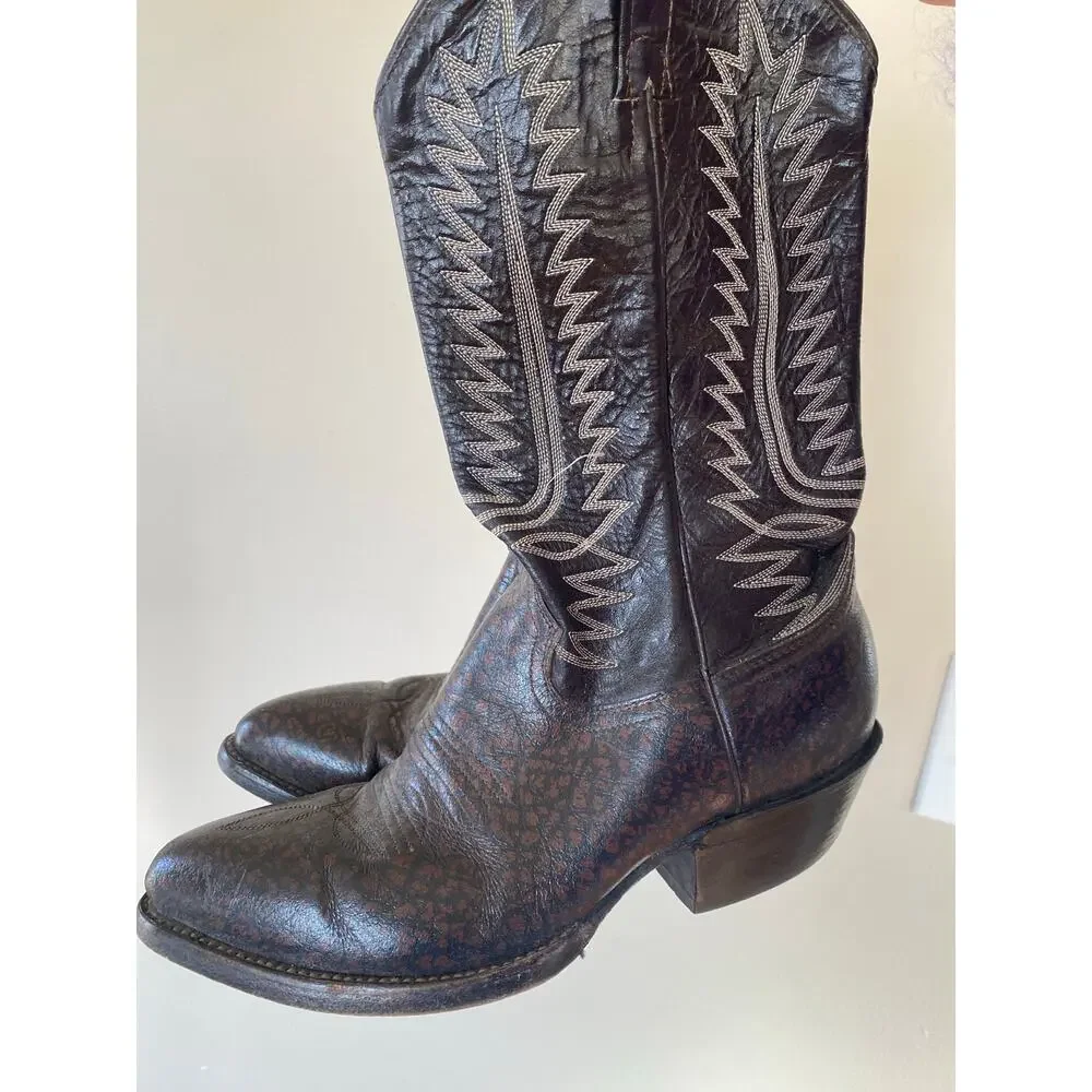 Cowtown Vintage Exotic Men's Cowboy Boots Size 8.5 D Caribou Western Brown